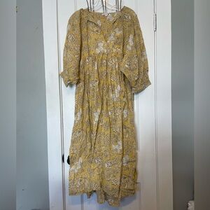 Sundry Yellow Floral mid-Sleeve Dress
